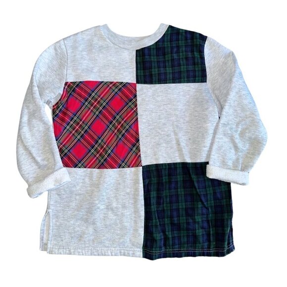 Vintage plaid sweater gray green red - Picture 1 of 11